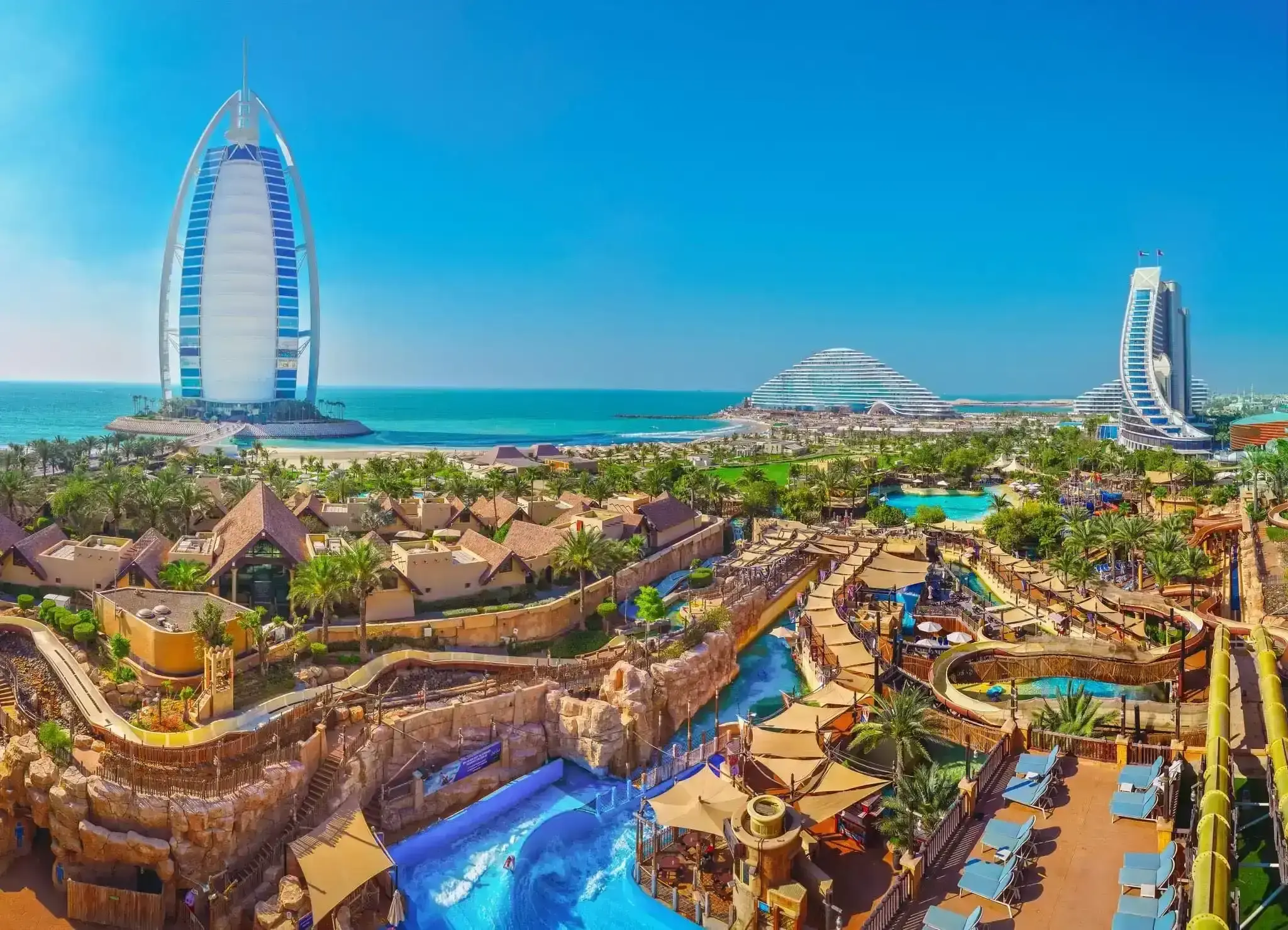 Wild Wadi Waterpark with the Burj Al Arab, Dubai water park day out