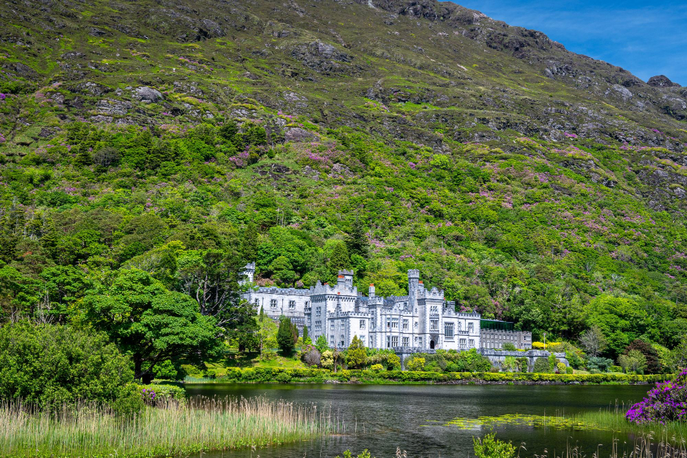 Kylemore Abbey beside the lake in Connemara