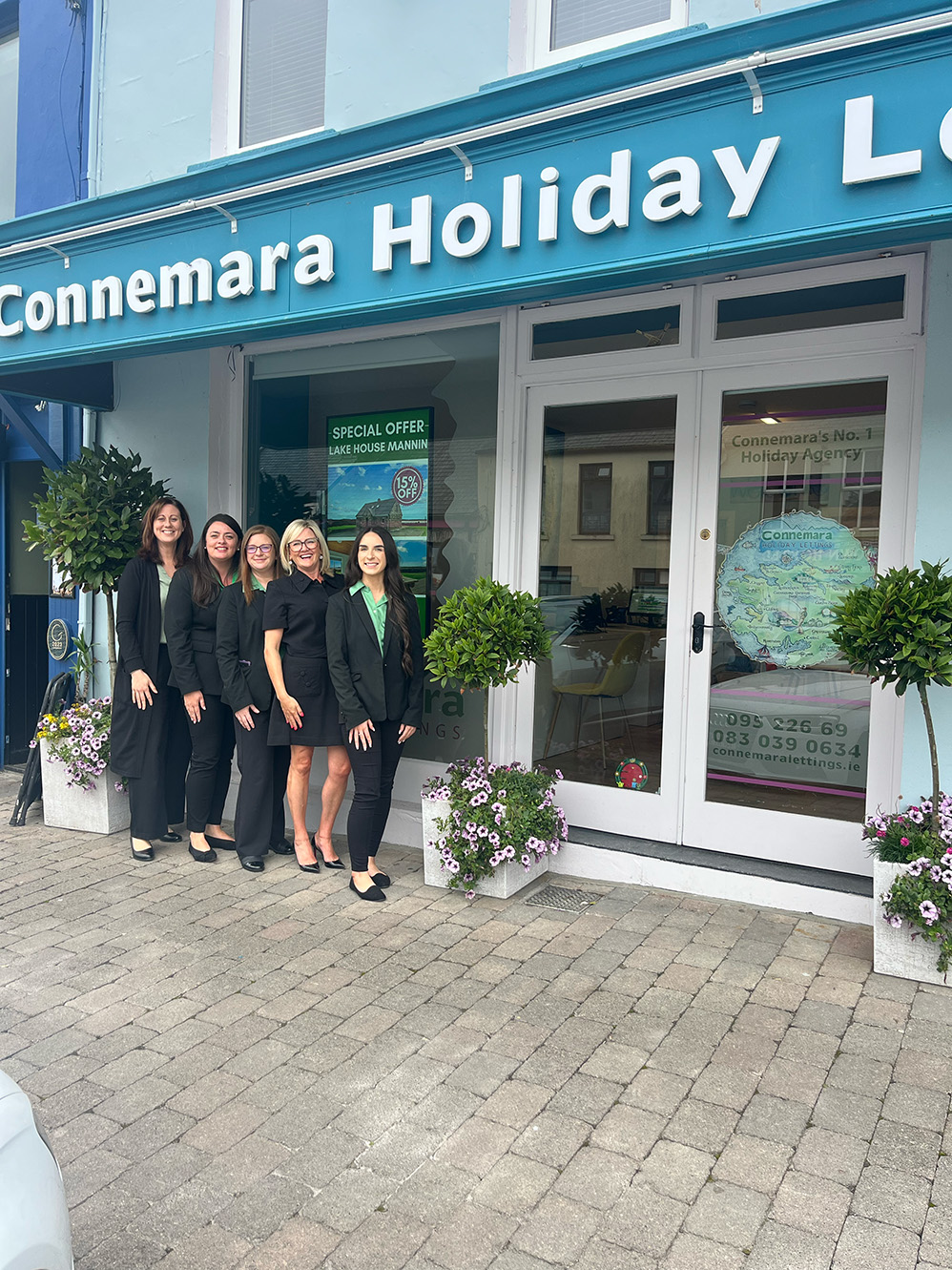 The Connemara Holiday Lettings team outside their Clifden office