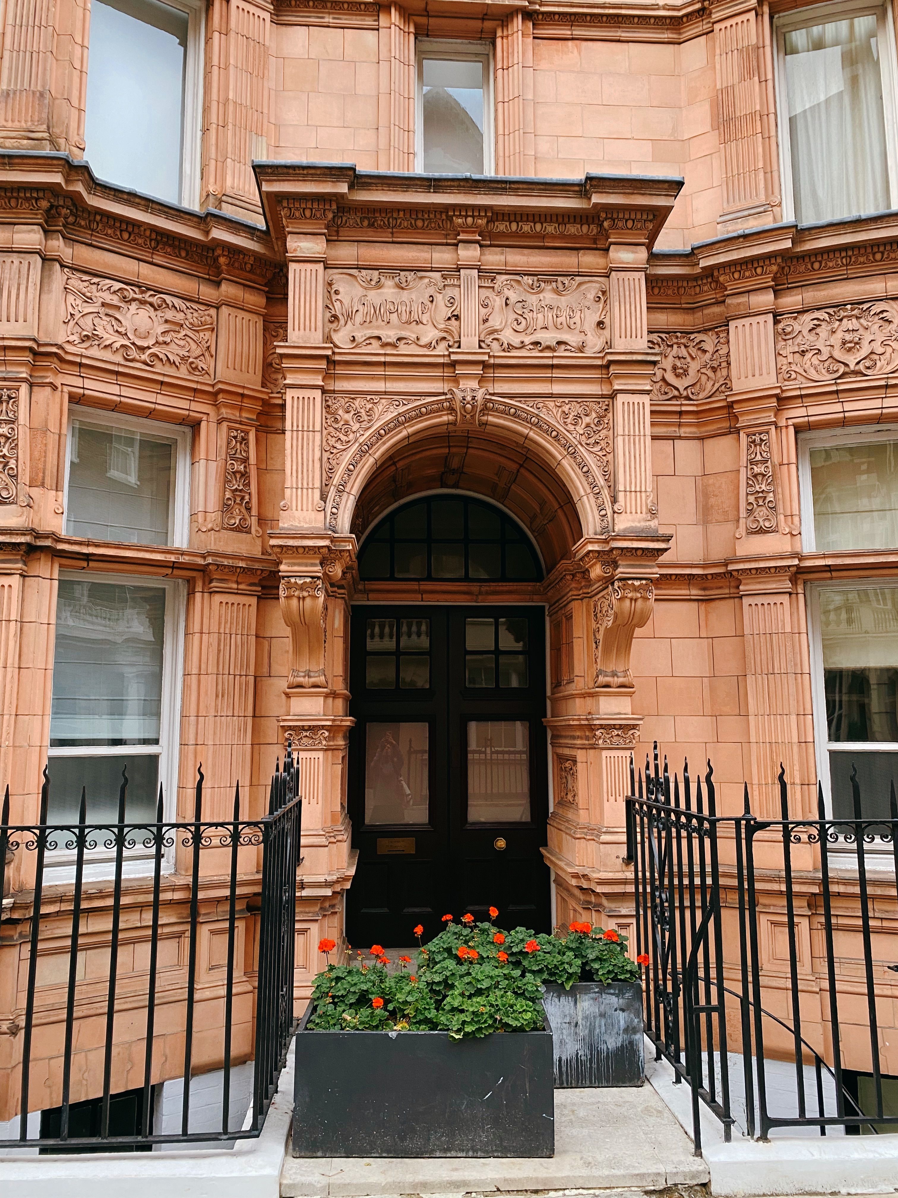 The historic Wimpole Street building entrance in London