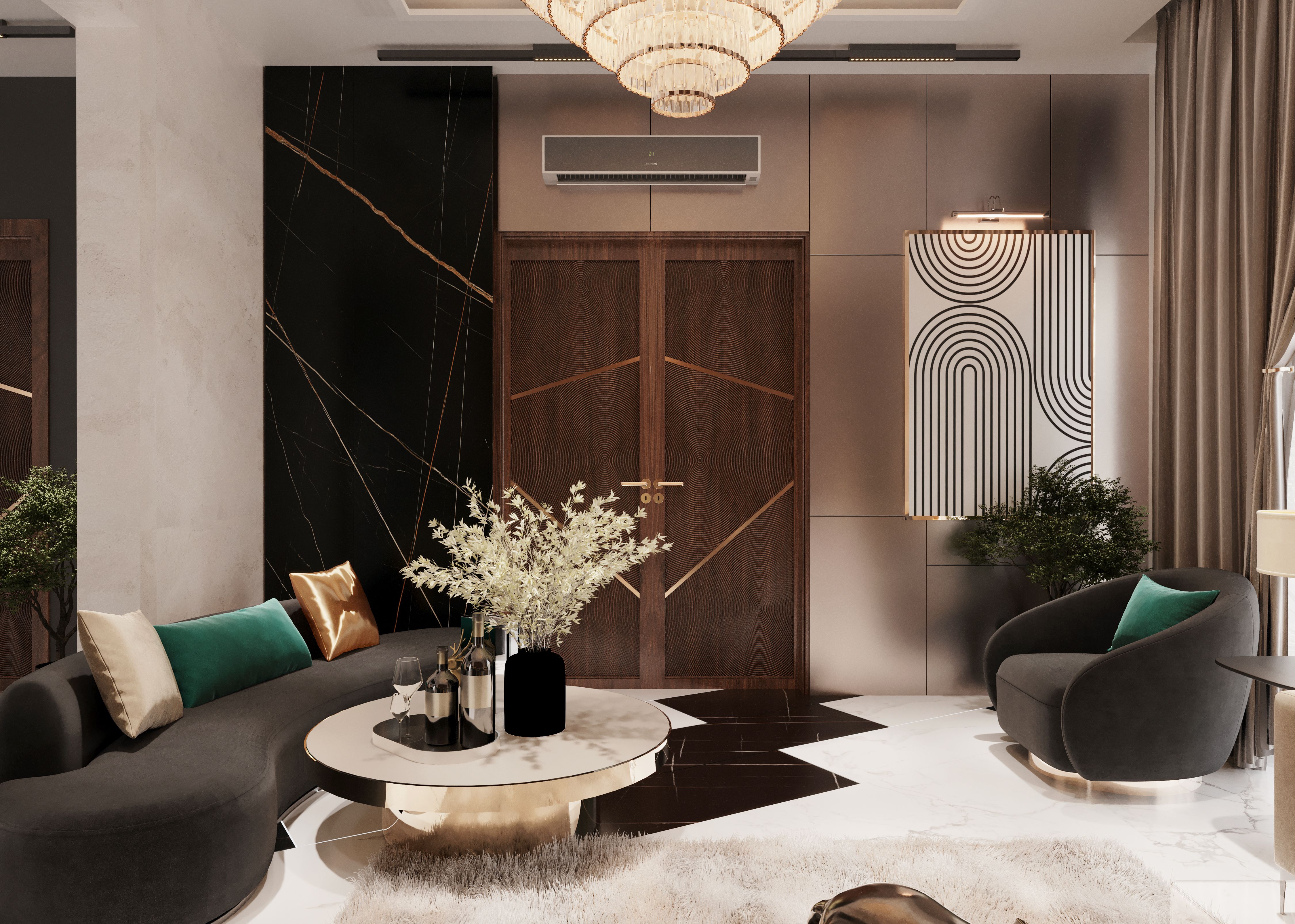 Warm, elegant WhileAway living space